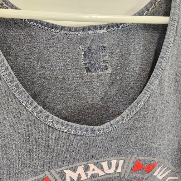 Maui & Sons Mens Tank Top Vintage 90s Faded Black Wraparound Logo - Picture 5 of 9